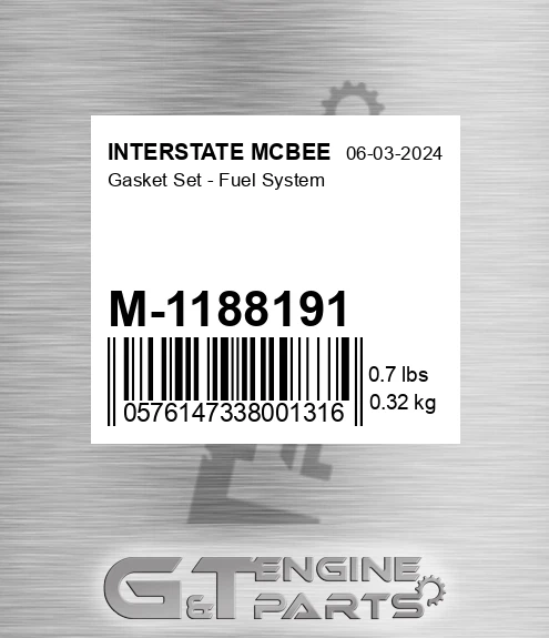 M-1188191 Gasket Set - Fuel System for INTERSTATE MCBEE
