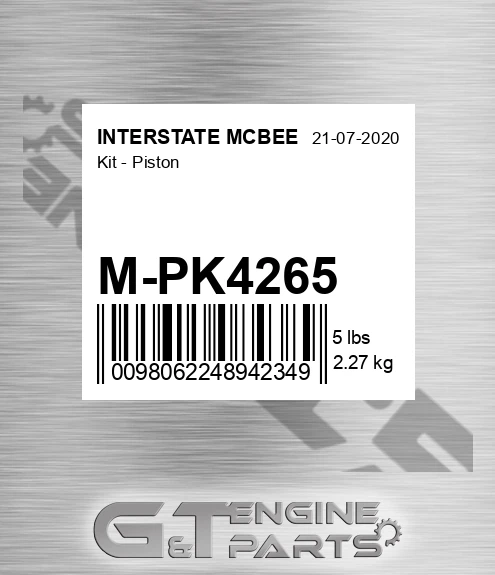 M-PK4265 Kit - Piston for INTERSTATE MCBEE