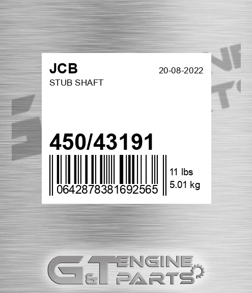 450/43191 Stub Shaft for JCB