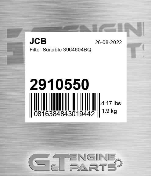2910550 Filter Suitable 3964604bq