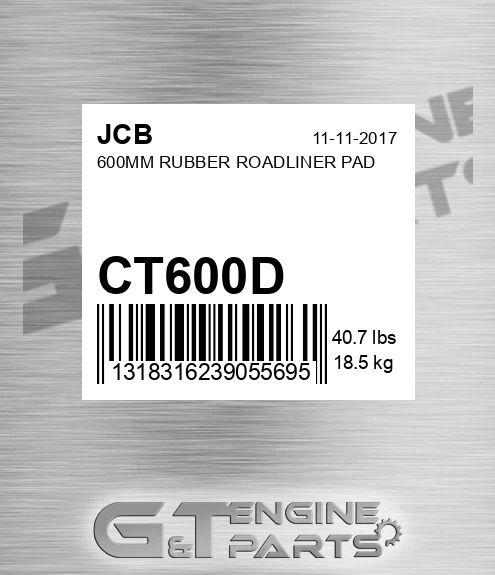 CT600D JCB 600mm Rubber Roadliner Pad