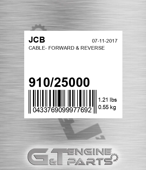 910/25000 Cable- Forward & Reverse