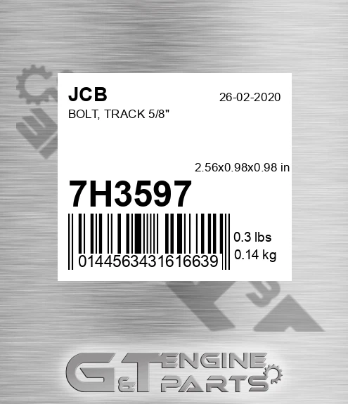 7H3597 JCB Bolt, Track 5/8"