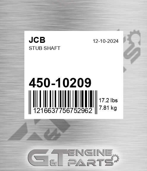 450/10209 Stub Shaft for JCB