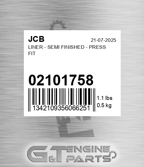 02/101758 Liner - Semi Finished - Press Fit