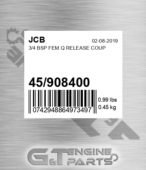 45/908400 3/4 Bsp Fem.q Release Coup