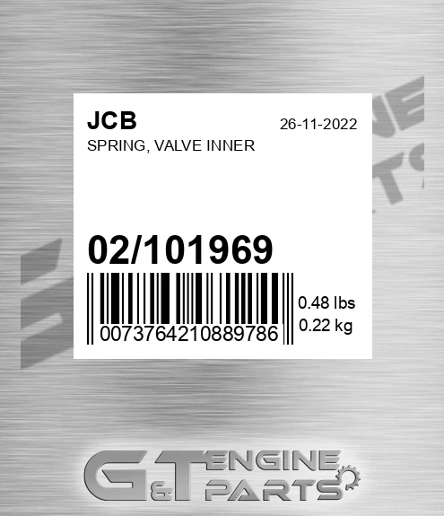 02/101969 Spring, Valve Inner for JCB