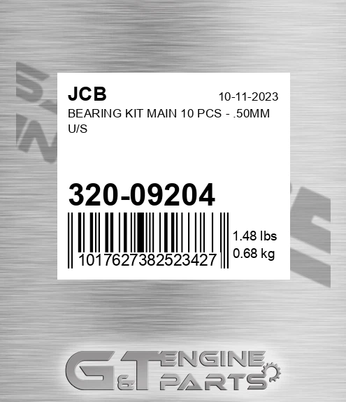 320/09204 Bearing Kit Main 10 Pcs - .50mm U/s