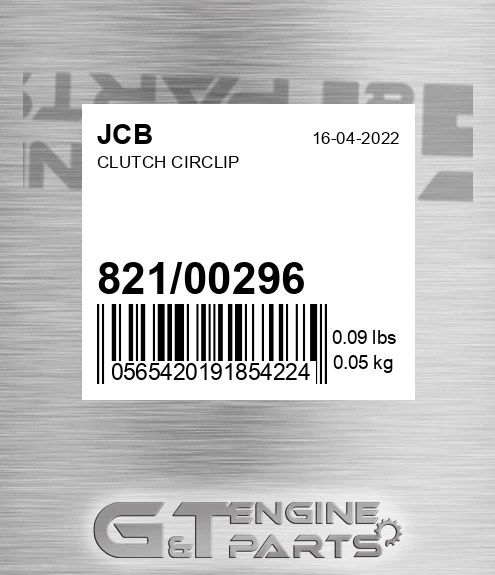 821/00296 Clutch Circlip