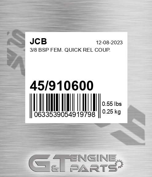 45/910600 3/8 Bsp Fem. Quick Rel Coup.