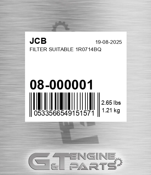 08/000001 Filter Suitable 1r0714bq