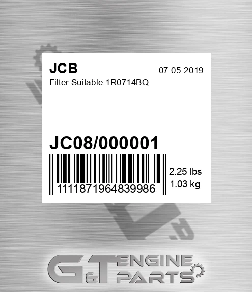 JC08-000001 Filter Suitable 1r0714bq