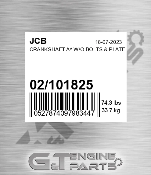 02/101825 Crankshaft A^ W/o Bolts & Plate for JCB