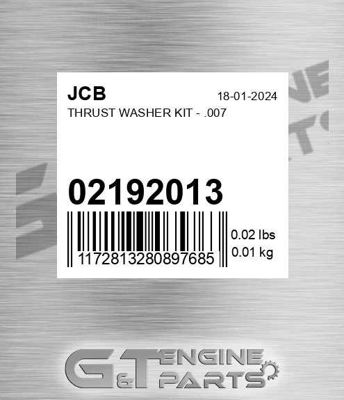 02/192013 Thrust Washer Kit - .007