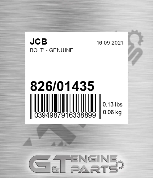 826/01435 Bolt' - Genuine