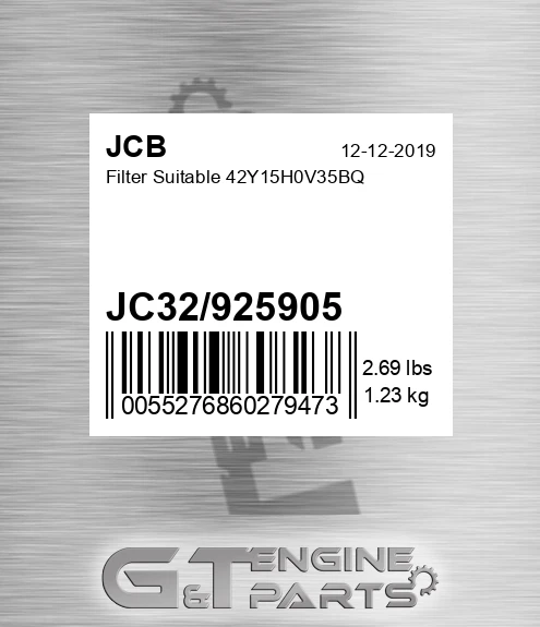 JC32-925905 Filter Suitable 42y15h0v35bq
