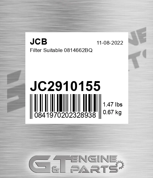 JC2910155 Filter Suitable 0814662bq for JCB
