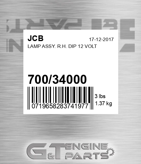 700/34000 Lamp Assy. R.h. Dip 12 Volt