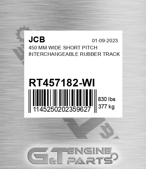 RT457182-WI 450 Mm Wide Short Pitch Interchangeable Rubber Track