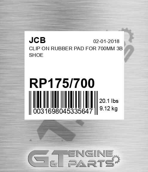 RP175/700 Clip On Rubber Pad For 700mm 3b Shoe