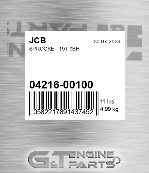 04216-00100 Sprocket 19t-9bh
