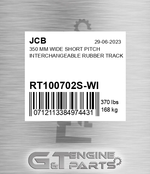 RT100702S-WI 350 Mm Wide Short Pitch Interchangeable Rubber Track