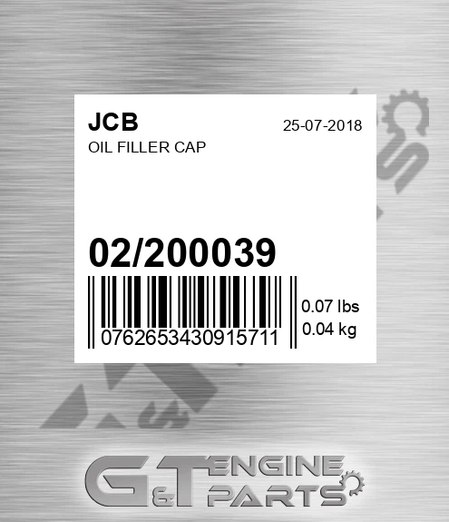 02/200039 Oil Filler Cap