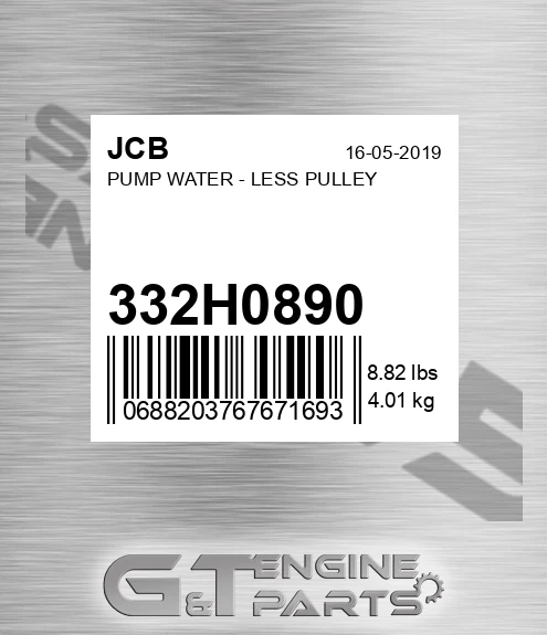 332/H0890 JCB Pump Water - Less Pulley