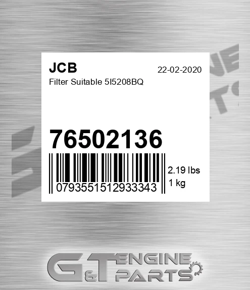 76502136 Filter Suitable 5i5208bq