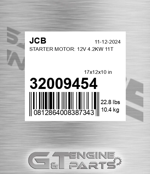 320/09454 Starter Motor: 12v 4.2kw 11t