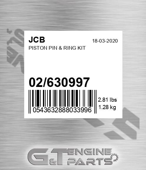 02/630997 Piston Pin & Ring Kit