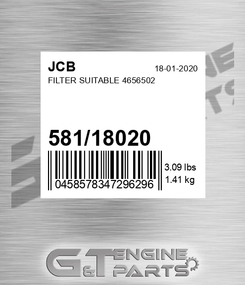 581/18020 Filter Suitable 4656502