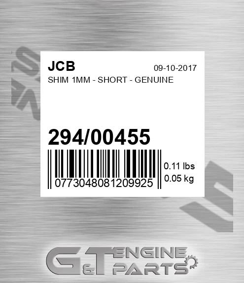 294/00455 Shim 1mm - Short - Genuine