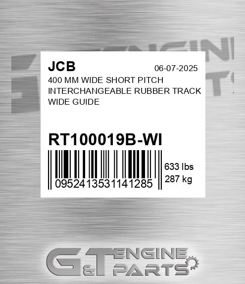 RT100019B-WI 400 Mm Wide Short Pitch Interchangeable Rubber Track Wide Guide
