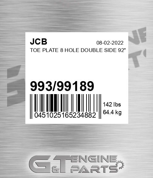 993/99189 Toe Plate 8 Hole Double Side 92"