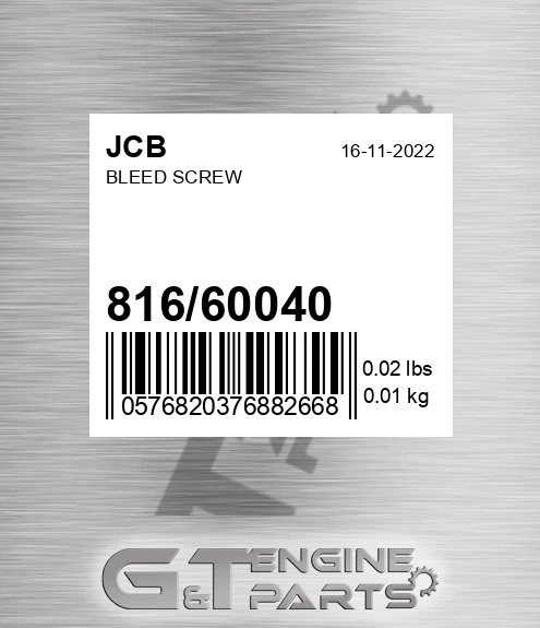 816/60040 Bleed Screw