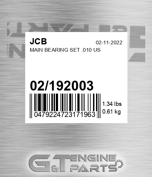 02/192003 Main Bearing Set .010 Us