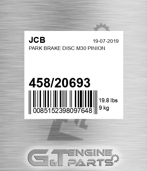 458/20693 Park Brake Disc M30 Pinion