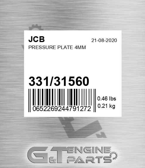 331/31560 Pressure Plate 4mm