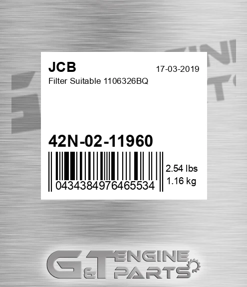 42N-02-11960 Filter Suitable 1106326bq