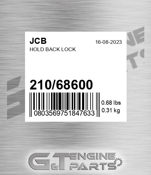 210/68600 JCB Hold Back Lock