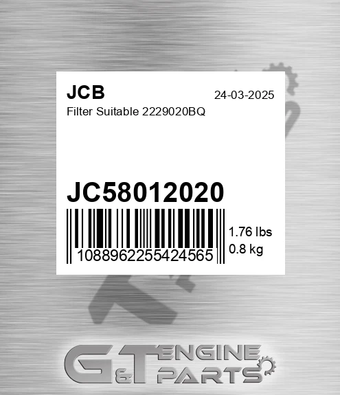 JC580-12020 Filter Suitable 2229020bq