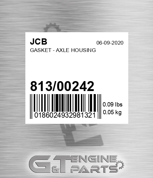 813/00242 Gasket - Axle Housing