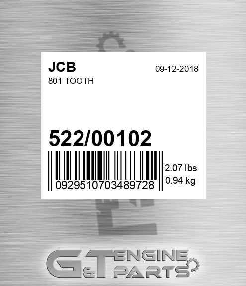 522/00102 801 Tooth