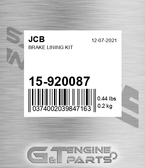15/920087 Brake Lining Kit