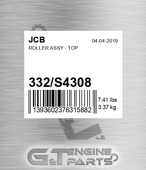 332/S4308 Roller Assy - Top