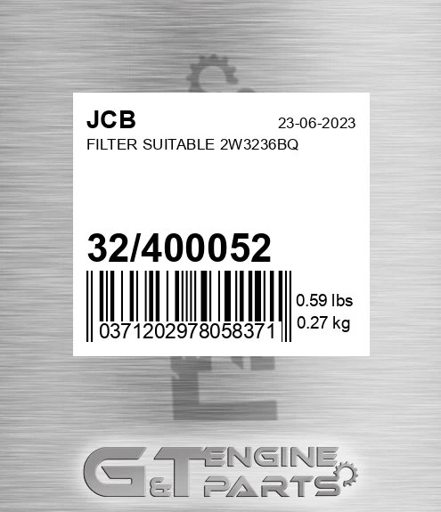 32/400052 Filter Suitable 2w3236bq