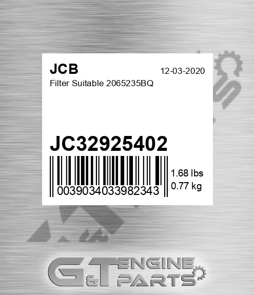 JC32/925402 Filter Suitable 2065235bq