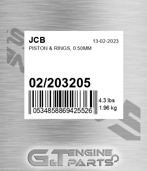 02/203205 Piston & Rings, 0.50mm
