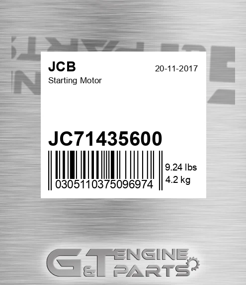 JC714-35600 Starting Motor for JCB